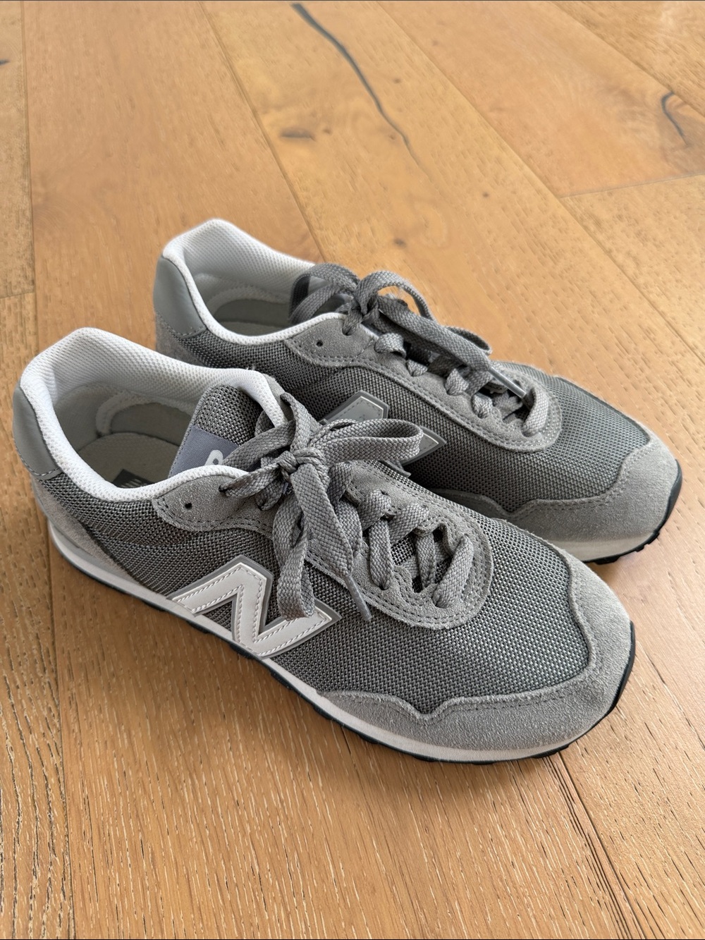 New Balance Gray Mesh & Suede Sneakers with White 'N' Logo